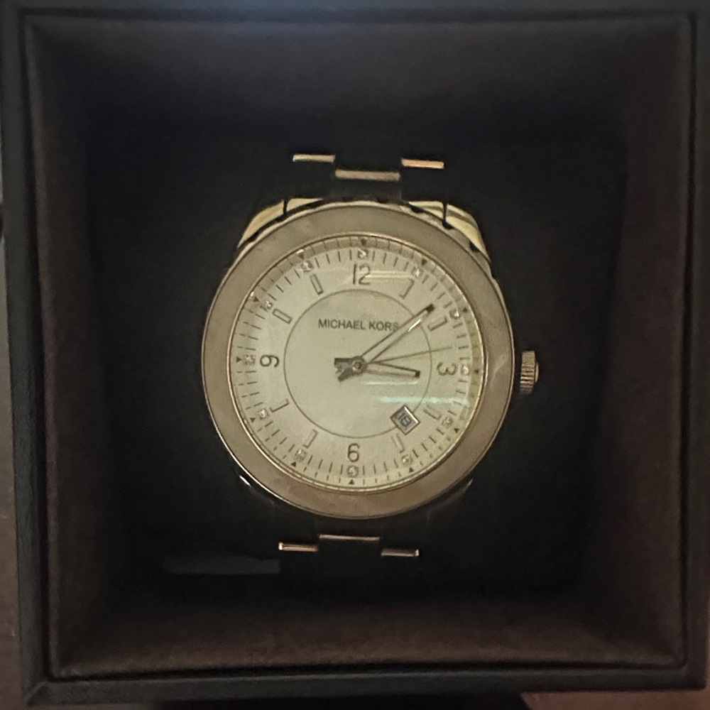 Michael Kors Gold-Tone Watch with White Dial
